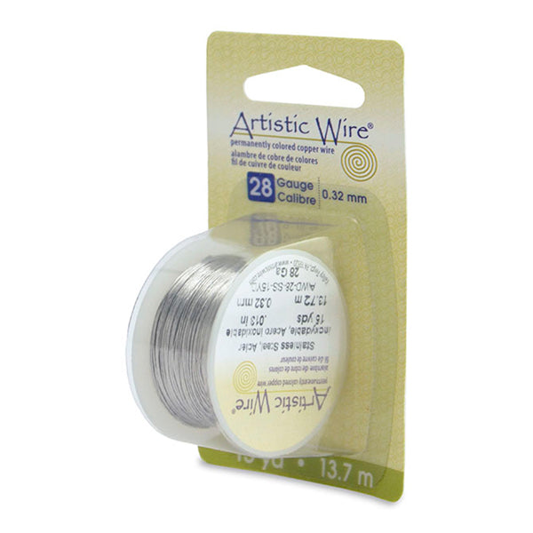 Artistic Wire, 28 Gauge / .32 mm Stainless Steel Craft Wire, 15 yd / 13.7 m