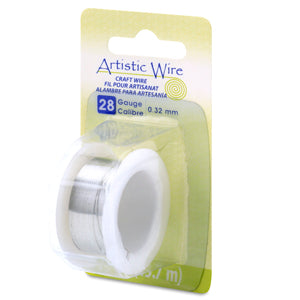 Artistic Wire, 28 Gauge / .32 mm Tarnish Resistant Tinned Copper Craft Wire, Silver Color, 15 yd / 13.7 m