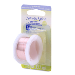 Artistic Wire, 28 Gauge / .32 mm Silver Plated Tarnish Resistant Colored Copper Craft Wire, Rose Gold Color, 15 yd / 13.7 m