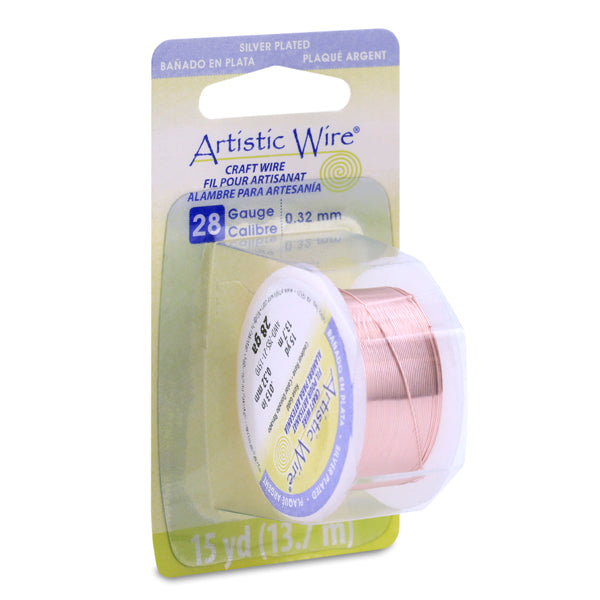 Artistic Wire, 28 Gauge / .32 mm Silver Plated Tarnish Resistant Colored Copper Craft Wire, Rose Gold Color, 15 yd / 13.7 m