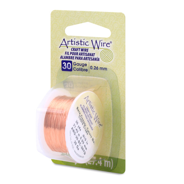 Artistic Wire, 30 Gauge / .26 mm Bare Copper Craft Wire, 30 yd / 27.4 m