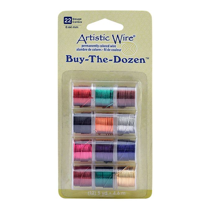 Beadalon - Artistic Wire 22 Gauge (.64 mm), Buy-The-Dozen, Assorted Colors, 5 yd (4.5 m) each, 12 spools