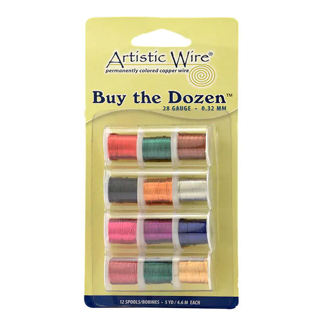 Beadalon - Artistic Wire 28 Gauge (.32 mm), Buy-The-Dozen, Assorted Colors, 5 yd (4.5 m) each, 12 spools