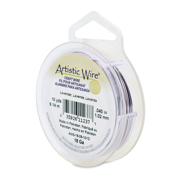Artistic Wire, 18 Gauge / 1.0 mm Tarnish Resistant Colored Copper Craft Wire, Lavender, 10 yd / 9.1 m
