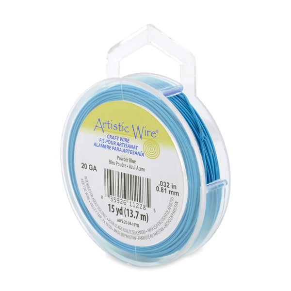 Artistic Wire, 20 Gauge / .81 mm Tarnish Resistant Colored Copper Craft Wire, Powder Blue, 15 yd / 13.7 m