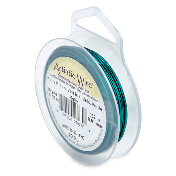 Artistic Wire, 20 Gauge / .81 mm Tarnish Resistant Colored Copper Craft Wire, Kelly Green, 15 yd / 13.7 m