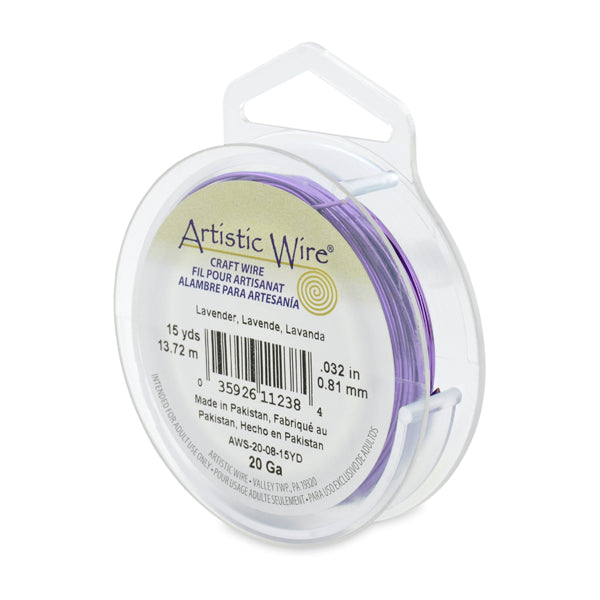 Artistic Wire, 20 Gauge / .81 mm Tarnish Resistant Colored Copper Craft Wire, Lavender, 15 yd / 13.7 m