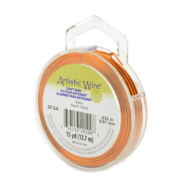 Artistic Wire, 20 Gauge / .81 mm Tarnish Resistant Colored Copper Craft Wire, Natural, 15 yd / 13.7 m