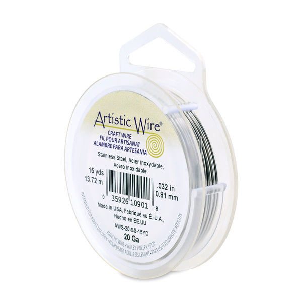 Artistic Wire, 20 Gauge / .81 mm Stainless Steel Craft Wire, 15 yd / 13.7 m