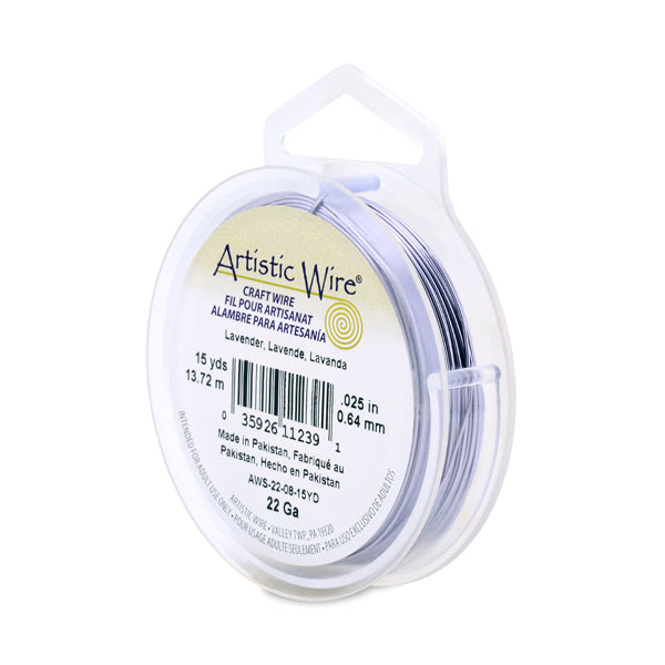 Artistic Wire, 22 Gauge / .64 mm Tarnish Resistant Colored Copper Craft Wire, Lavender, 15 yd / 13.7 m