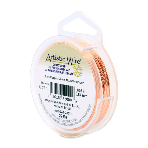 Artistic Wire, 22 Gauge / .64 mm Bare Copper Craft Wire, 15 yd / 13.7 m