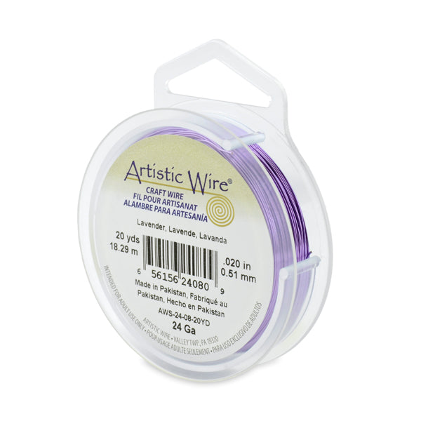 Artistic Wire, 24 Gauge / .51 mm Tarnish Resistant Colored Copper Craft Wire, Lavender, 20 yd / 18.2 m