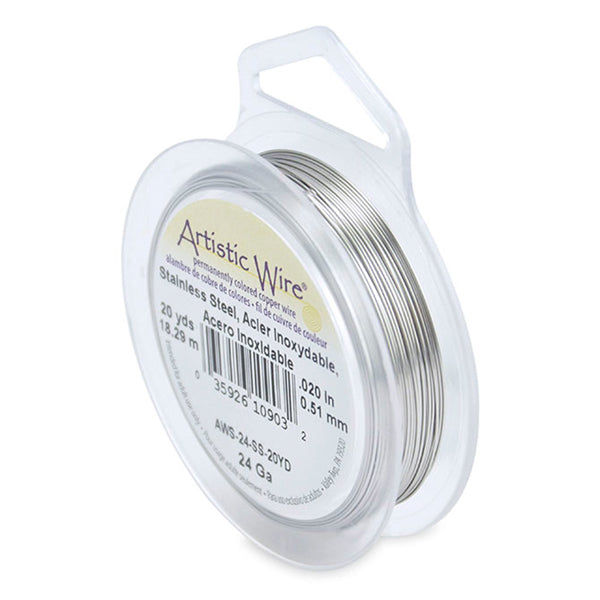 Artistic Wire, 24 Gauge / .51 mm Stainless Steel Craft Wire, 20 yd / 18.2 m