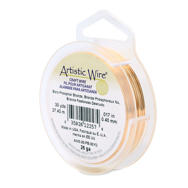Artistic Wire, 26 Gauge / .41 mm Bare Phosphor Bronze Craft Wire, 30 yd / 27.4 m