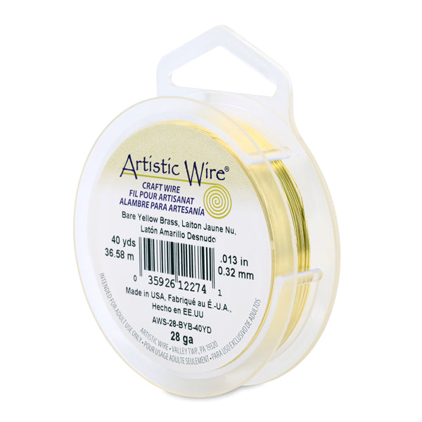 Artistic Wire, 28 Gauge / .32 mm Bare Yellow Brass Craft Wire, 40 yd / 36.5 m
