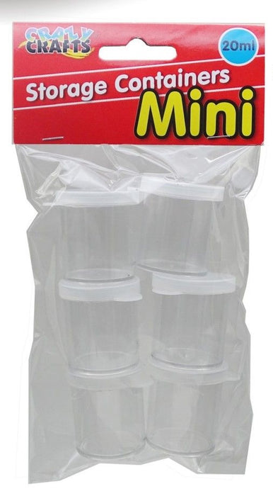 Crazy Crafts - Mini Storage Containers Plastic - 20ml - 6pieces