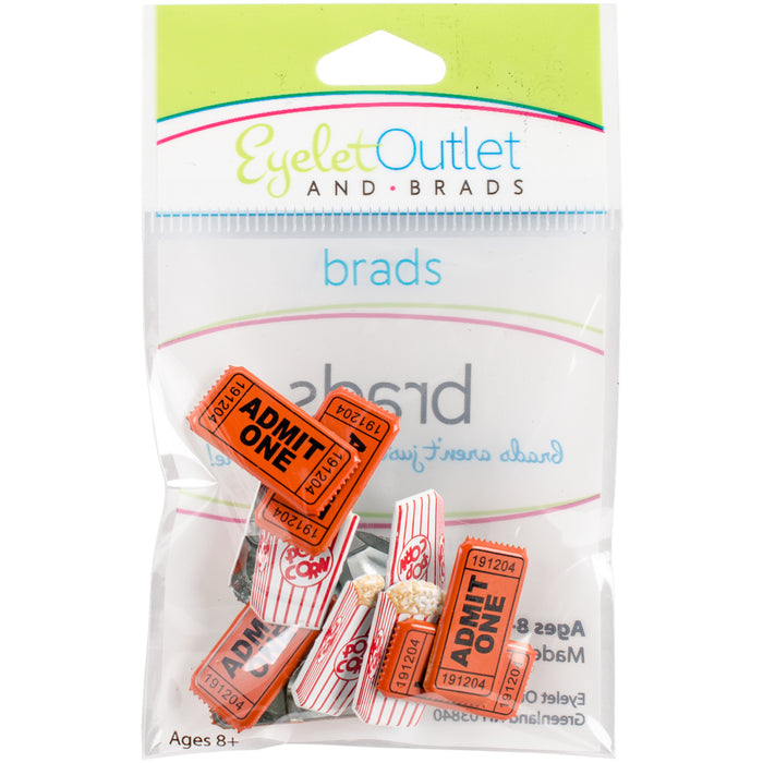 Eyelet Outlet Shape Brads 12/Pkg-Popcorn Ticket