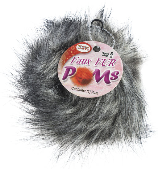 Pepperell Braiding Faux Fur Pom With Loop-Grey Wolf
