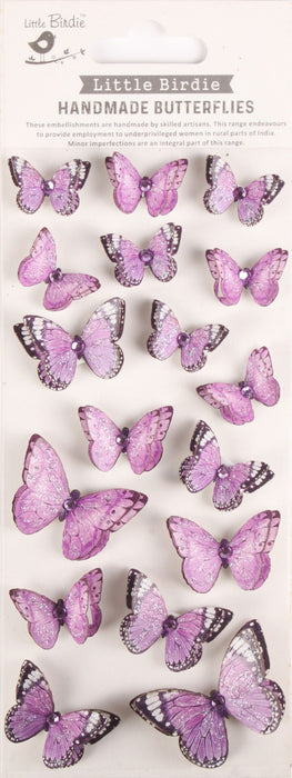 Little Birdie - Jewel Butterfly - Pastel Purple (17pc)