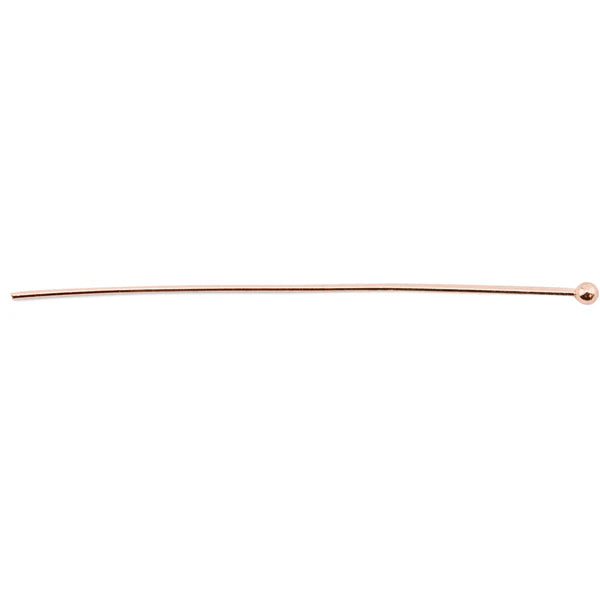 Head Pins, Ball, Medium, 2.0 in / 50.8 mm, wire diameter 0.63 mm / .027 in, Rose Gold Color, 24 pc