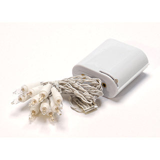 Darice - Deco Light Set With Battery Pack - 10 Clear Mini Bulbs - White Cord