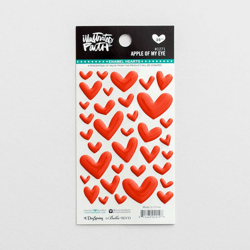 Illustrated Faith - Apple of My Eye - 35-Piece Enamel Heart Stickers