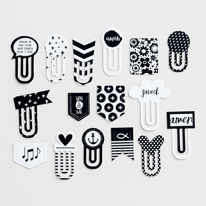 Illustrated Faith - Black and White - 16-Piece Designer Clips