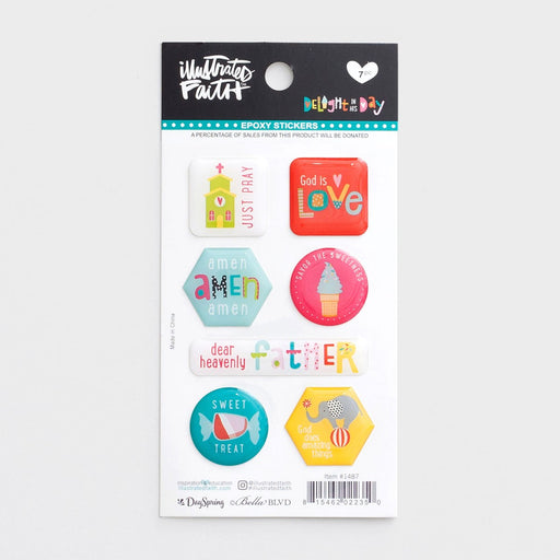 Illustrated Faith - Delight in His Day - 7-Piece Epoxy Stickers