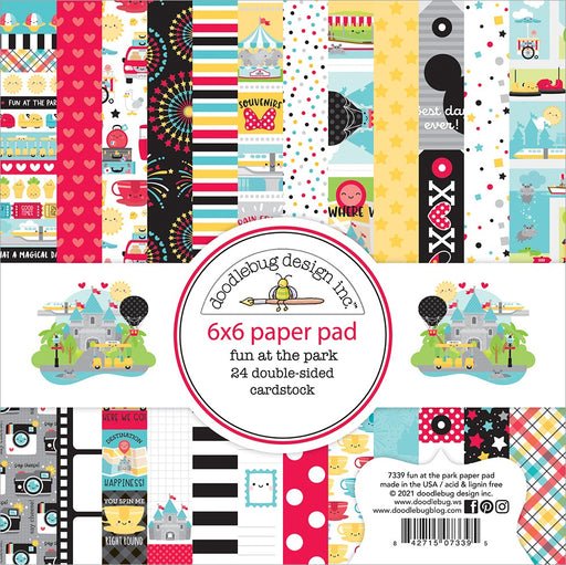 Doodlebug Double-Sided Paper Pad 6"X6" 24/Pkg-Fun At The Park, 12 Designs/2 Each
