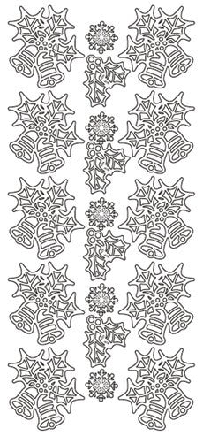 JEJE Peel-Off Border Stickers - Christmas Holly Bells - Gold