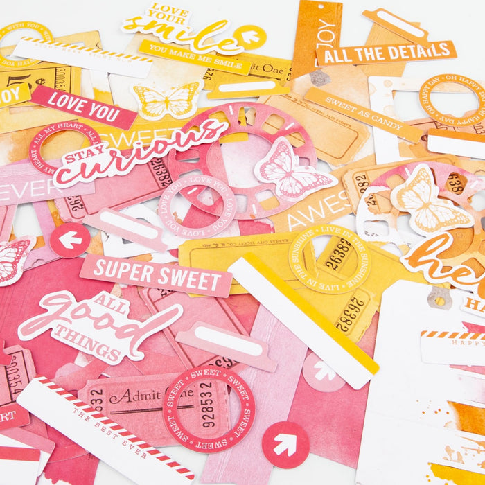 49 And Market - Spectrum Sherbet – Die-Cuts - Strawberry Lemonade Ephemera Bits