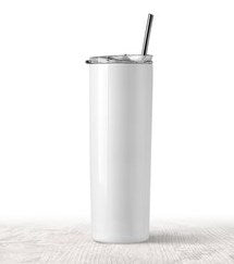 Doodles - Sublimation Blanks - 20oz/600ml Stainless Steel Skinny Tumbler with Lid & Steel Straw - White