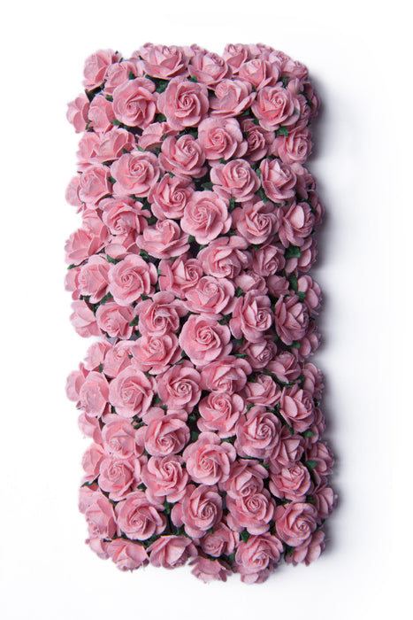 Bloom - Paper Flowers - Miniature Roses - Baby Pink - 1.5cm (100pc with stems)