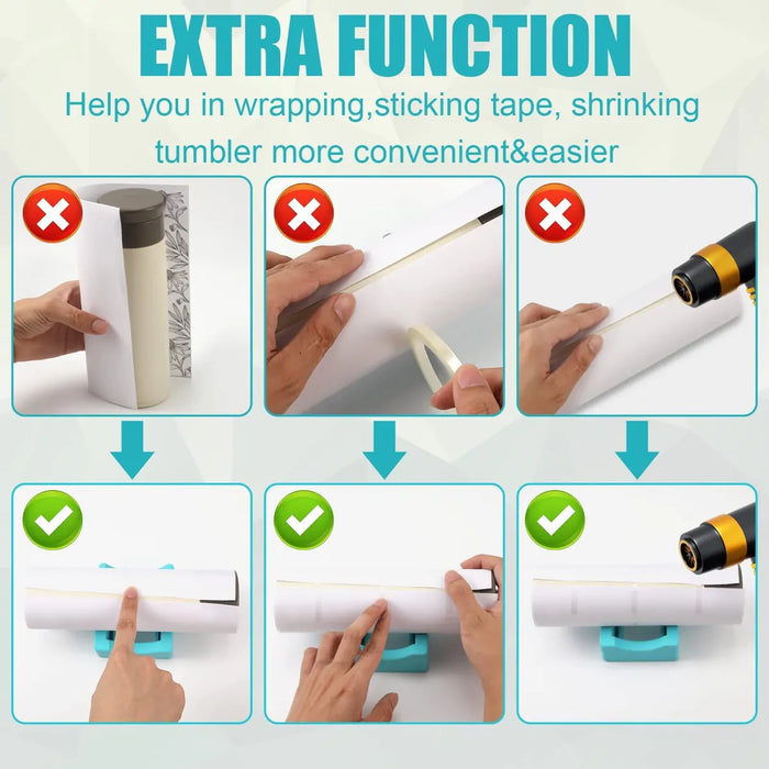 Doodles - Small Silicone Cup Cradle with Felt Edge Squeegee Decal Scraper - 10.2cm x 8.8 cm x 4cm- Blue