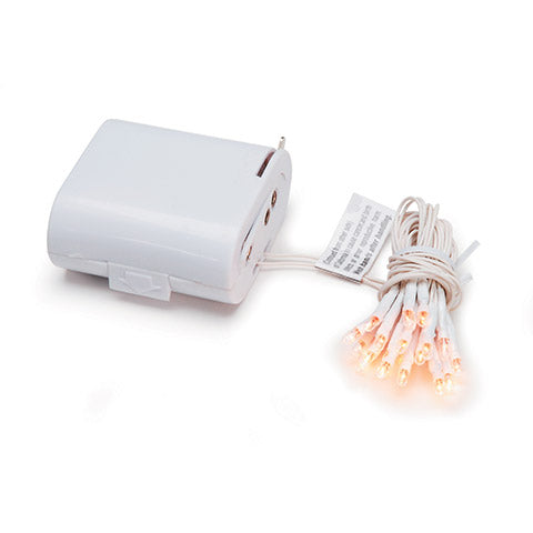 Darice - Deco Light Set With Battery Pack - 20 Clear Teeny Bulbs - White Cord