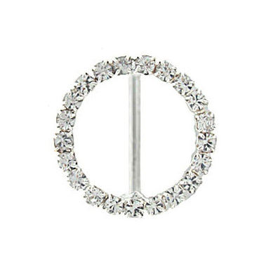 Doodles - Diamante Buckle Sliders - Silver, Large Circle 34mm, 1pc