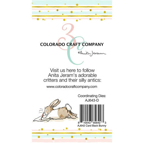 Colorado Craft Company - Clear Photopolymer Stamps - Mini - Back Card Bunny