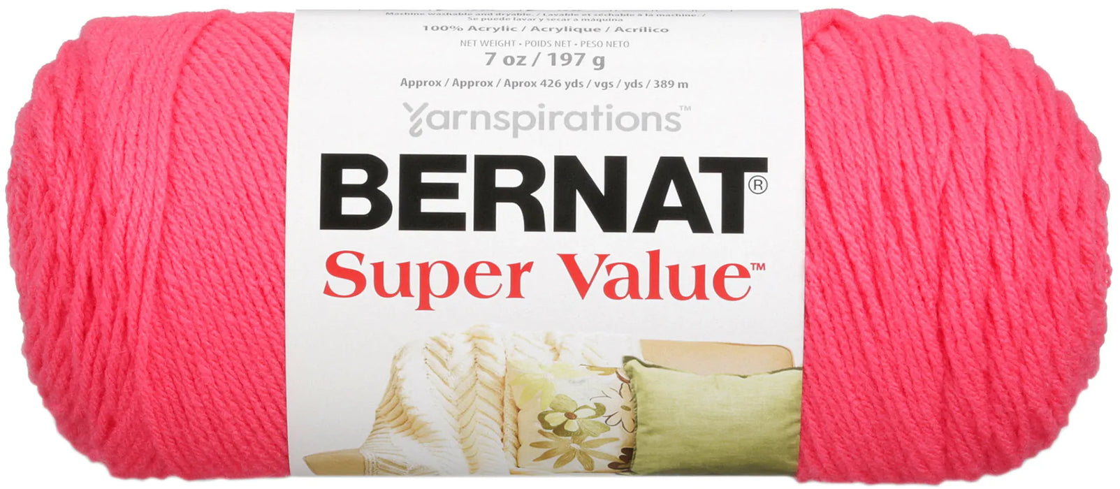 Bernat Super Value Solid Yarn-Peony Pink