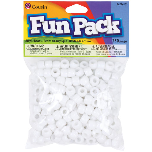 Cousin Fun Pack Acrylic Pony Beads 250/Pkg-White