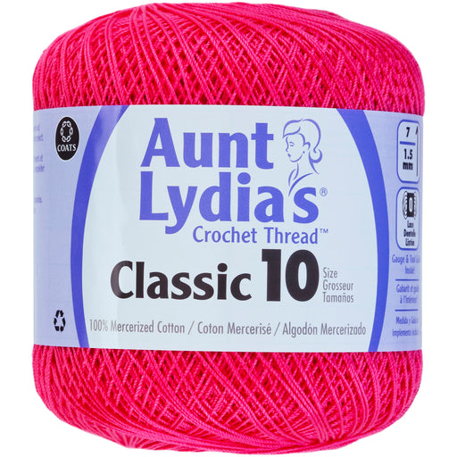 Aunt Lydia's Classic Crochet Thread Size 10-Hot Pink