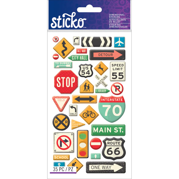 Sticko Dimensional Stickers-Road Signs