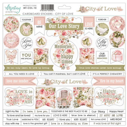 Mintay Paper - City of Love - 12" x 12" Cardboard Stickers