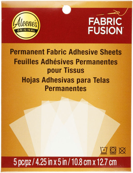 Aleene's Fabric Fusion Permanent Fabric Adhesive Sheets-4.25"X5" 5/Pkg