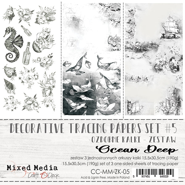 Craft O'Clock - Decorative Tracing Papers Set - 05 - Ocean Deep