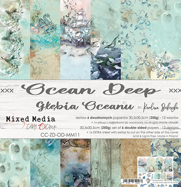 Craft O' Clock - 12" x 12" Paper Pack - Ocean Deep