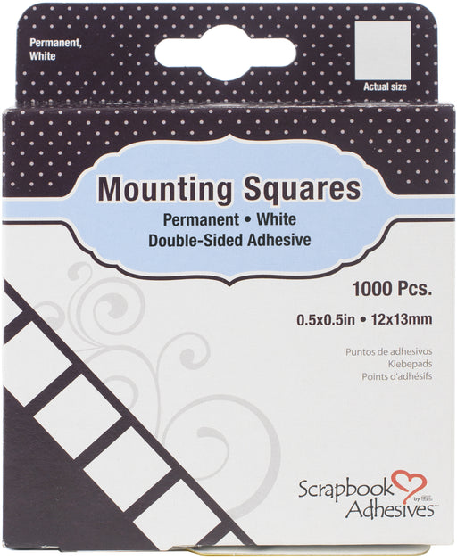 Scrapbook Adhesives Mounting Squares 1000/Pkg-Permanent, White, .5"X.5"