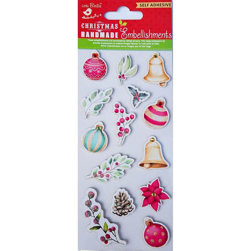 Little Birdie Christmas Glitter Embellishment 14/Pkg-Winter Joys