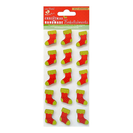 Little Birdie Christmas Embellishment 15/Pkg-Stockings