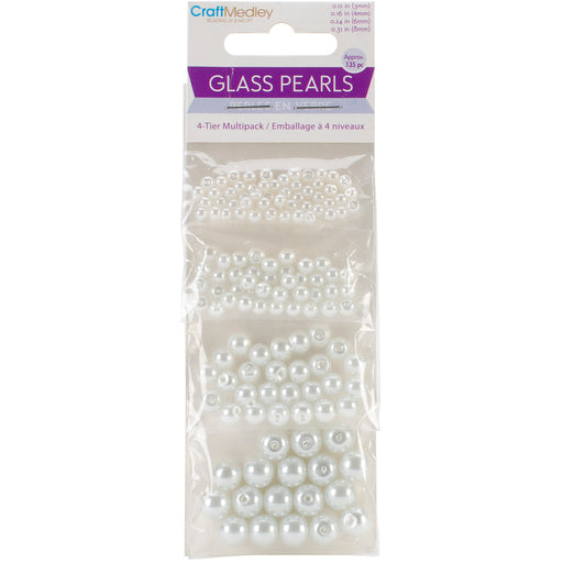 Craft Medley Glass Fired Pearl Beads 135/Pkg-White