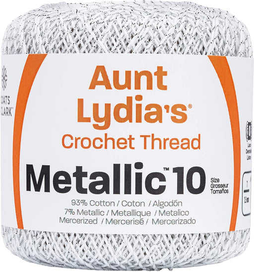 Aunt Lydia's Metallic Crochet Thread Size 10-White & Silver